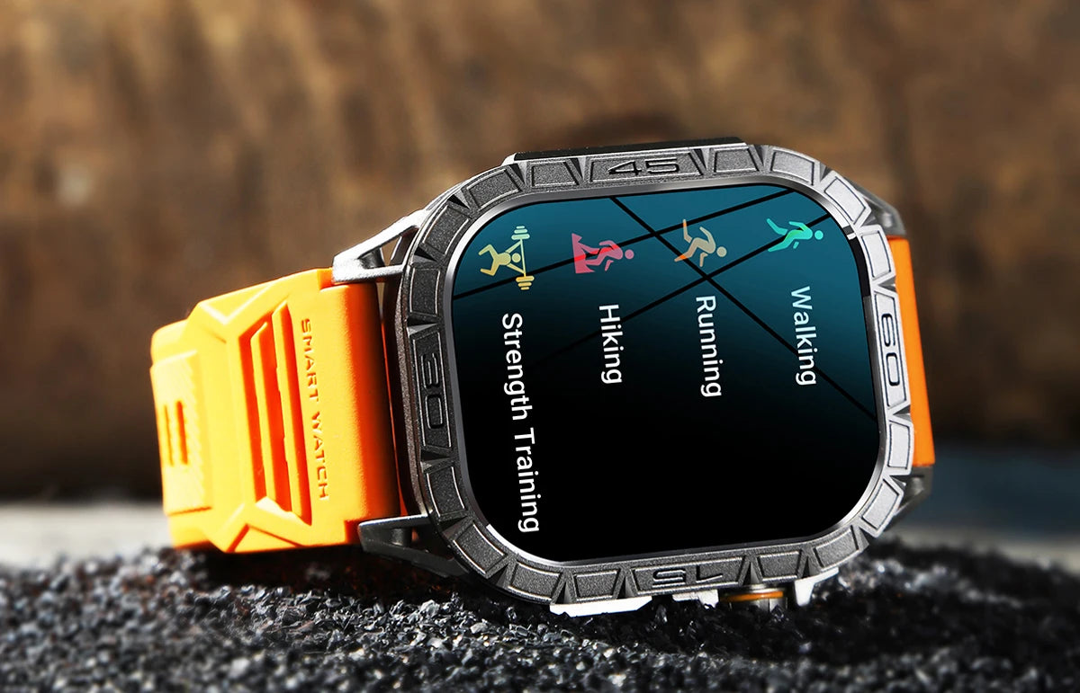 EIGIIS New Smart Watch ED Display 100+ Sport Mode With Compass/IP68 Waterproof Bluetooth Call Heart Rate Blood Pressure Men K63
