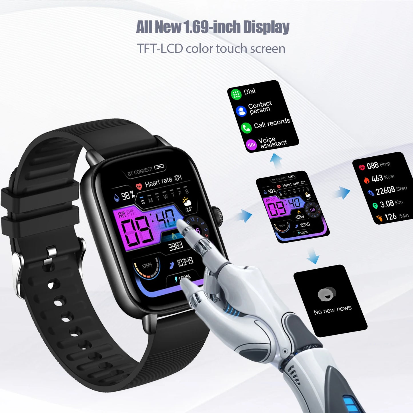 2026 Smart Watch for Men Women Fitness Tracker with Heart Rate/Sleep Monitor Activity Tracker 1.83" HD Waterproof Watch