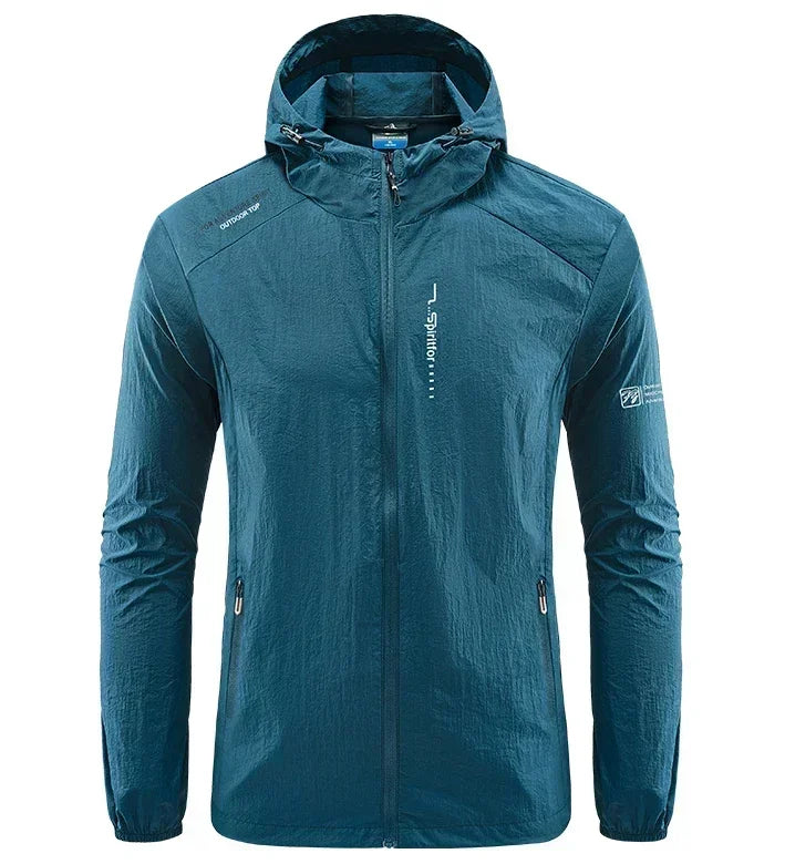Men's UPF 50+ UV Protection Windbreaker Quick Dry Jacket/Outdoor Sun-Protective Thin Hiking Fishing Cycling Hooded Sport Light