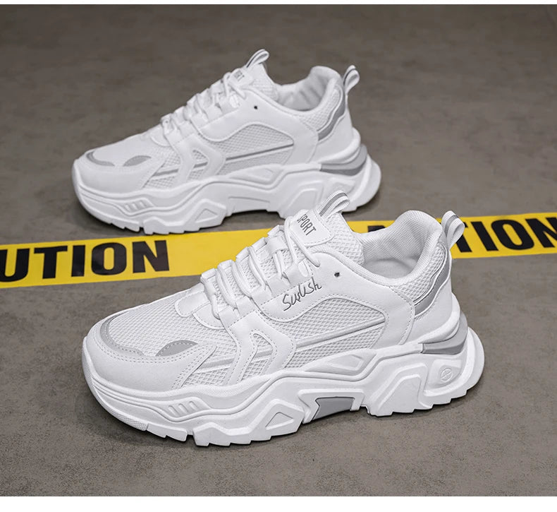 Men's thick soled casual mesh panel shoes summer breathable/soft soled running shoes outdoor fashion sports shoes male sneakers