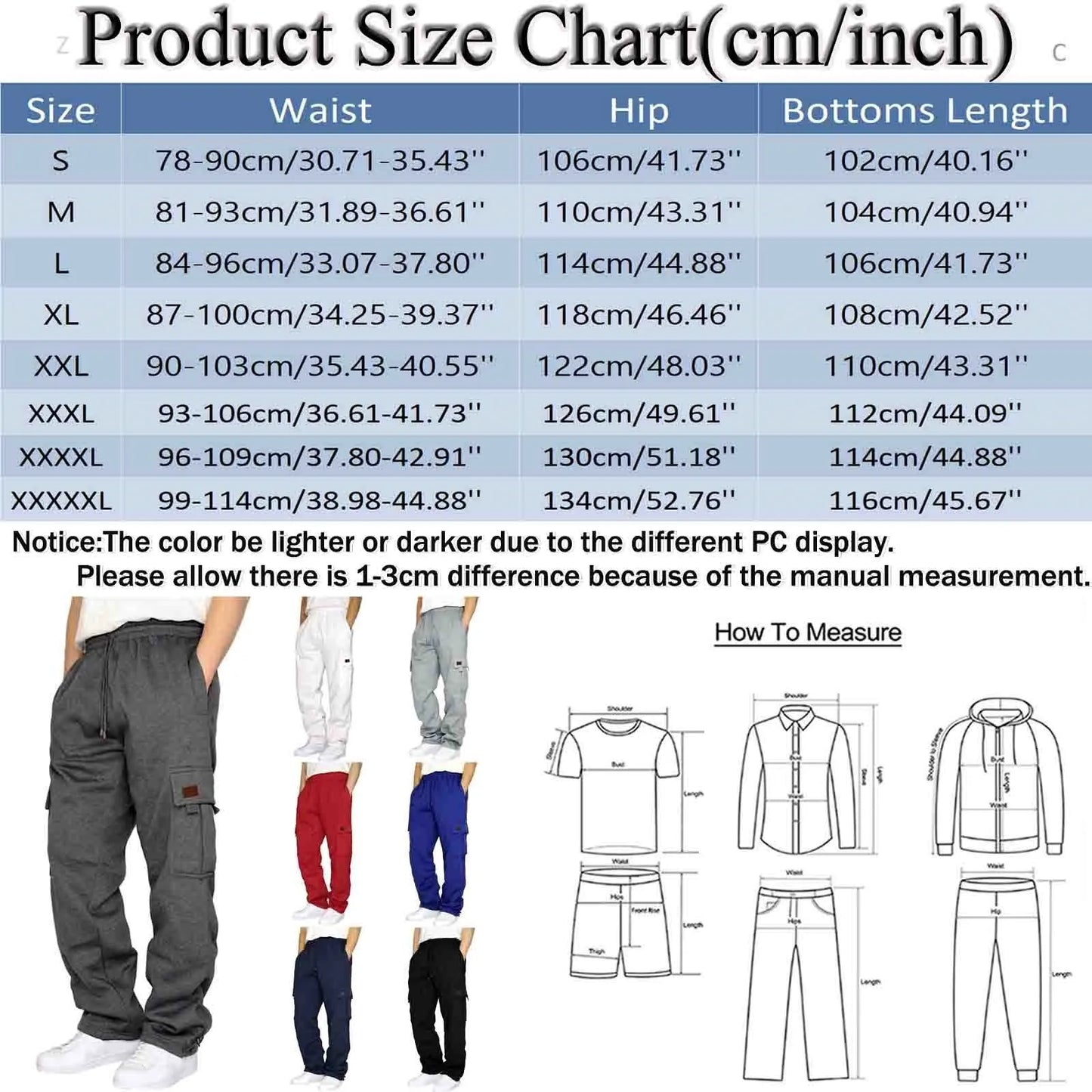 Sweatpants Men's Cargo Pants Drawstring/Elastic Waist Trousers Male Joggers Sports Trousers