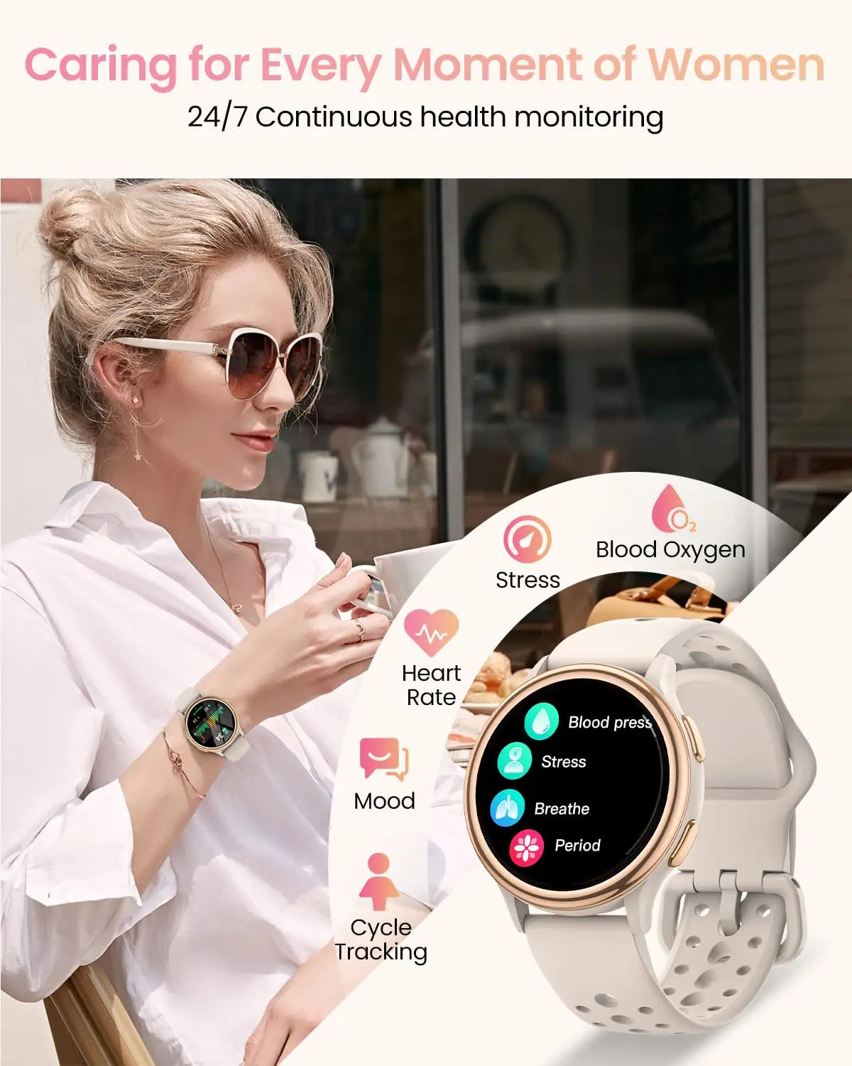 Smart Watches for Women [400+Watch Faces/Calls/Female Health]/1.27" Fitness Tracker Smartwatch for iPhone ＆ Android