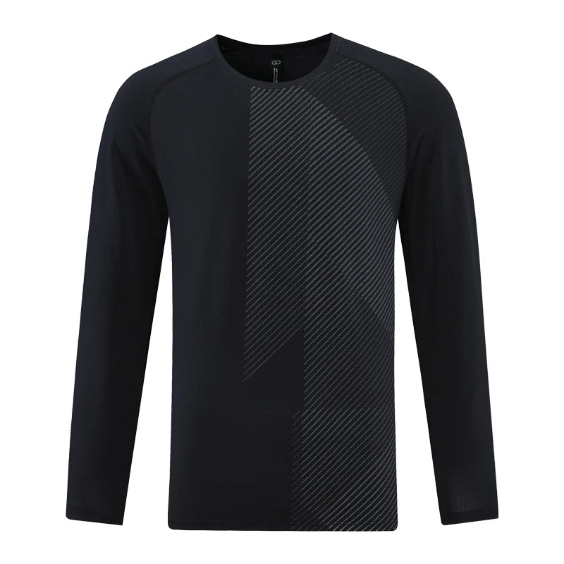 Men Prints Long Sleeve Casual Sports Quick Dry Running Shirts/Breathable Gym Sportswear High Quality Workout Long Tops