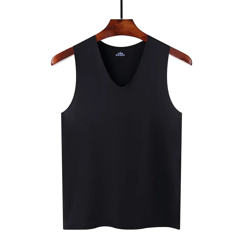 Undershirts Men's Underwear Summer Vest Men Traceless Ice Silk/Tank Top Slim Fit Sports Fitness Sleeveless Breathable Singlet