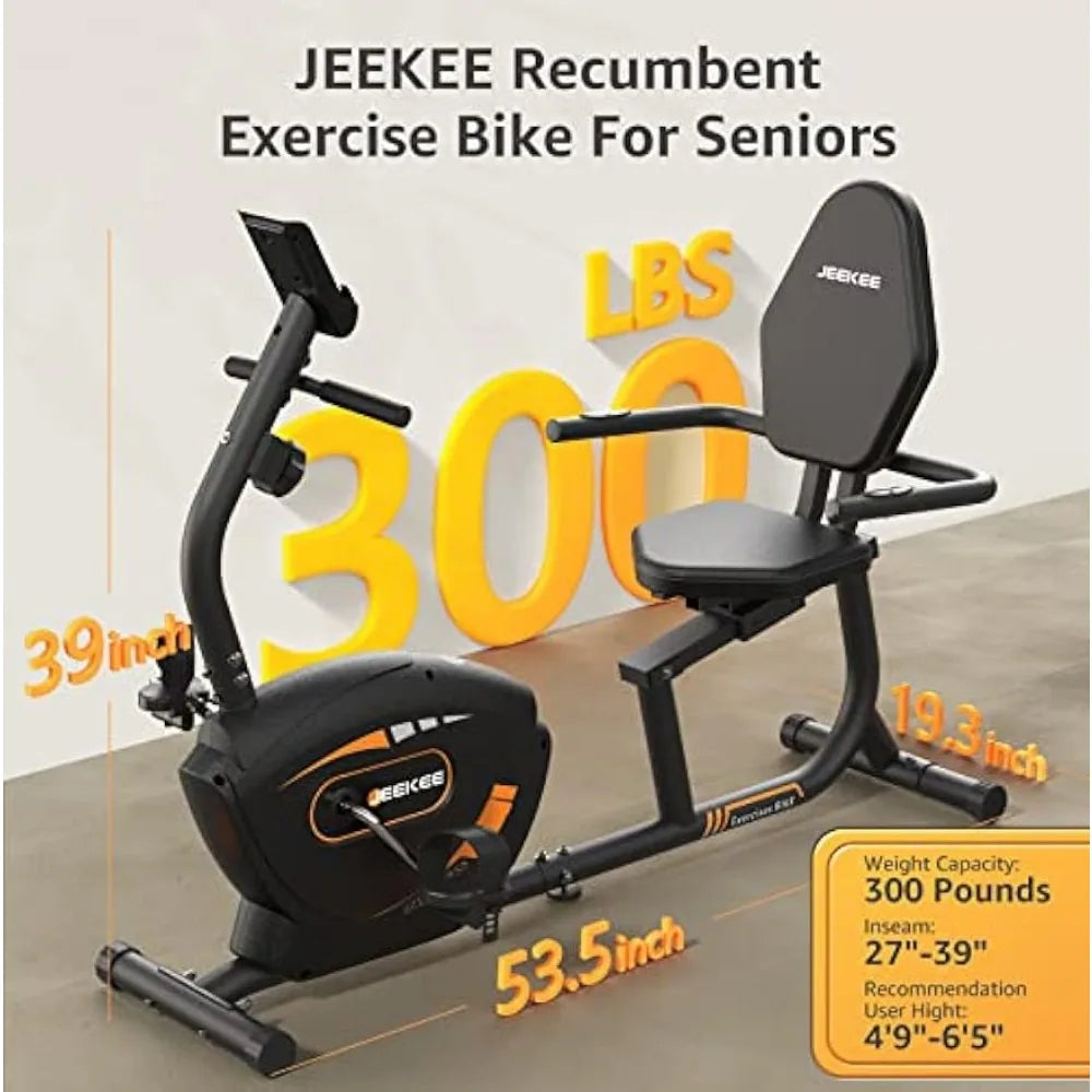 JEEKEE Recumbent Exercise Bike for Adults Seniors/Indoor Magnetic Cycling Fitness Equipment