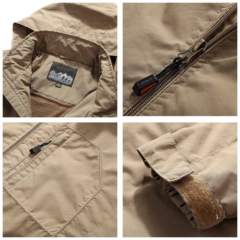 Spring Men Outdoor Waterproof Jacket Plus Size Windbreaker Rain Coat/Breathable Fishing Camping Tactical Jackets Male Clothing