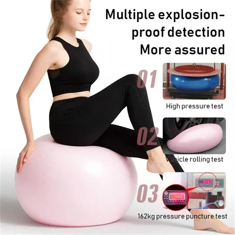 65cm Big PVC Fitness Yoga Ball for Home Gym Pilates/Thickened & Explosion-proof Exercise Equipment for Balance Training