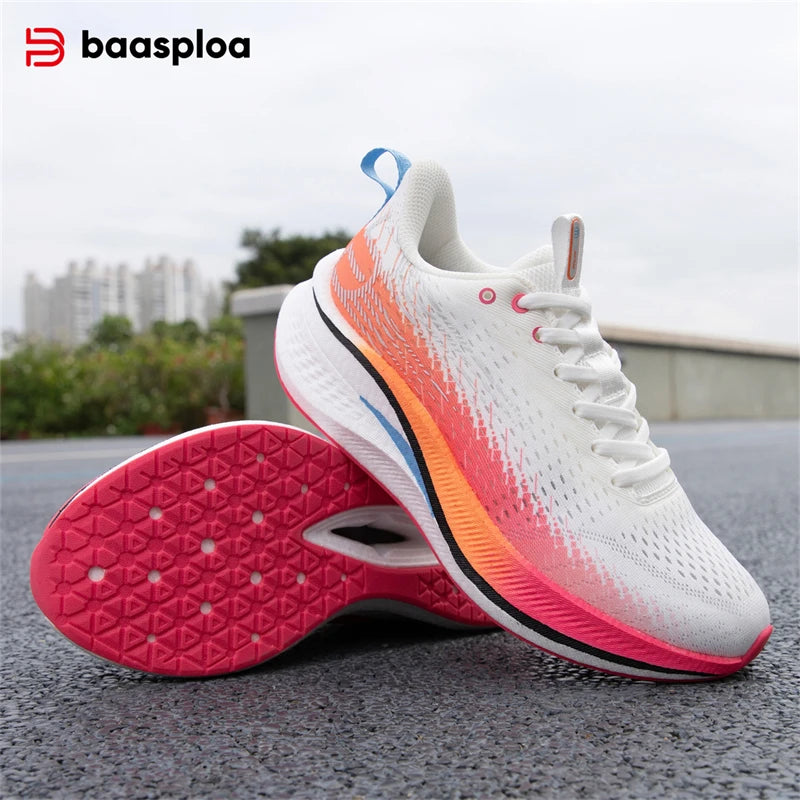 Baasploa Women Professional Running Shoes Outdoor Carbon Plate/Non Slip Sports Shoes Female Casual Breathable Jogging Sneakers