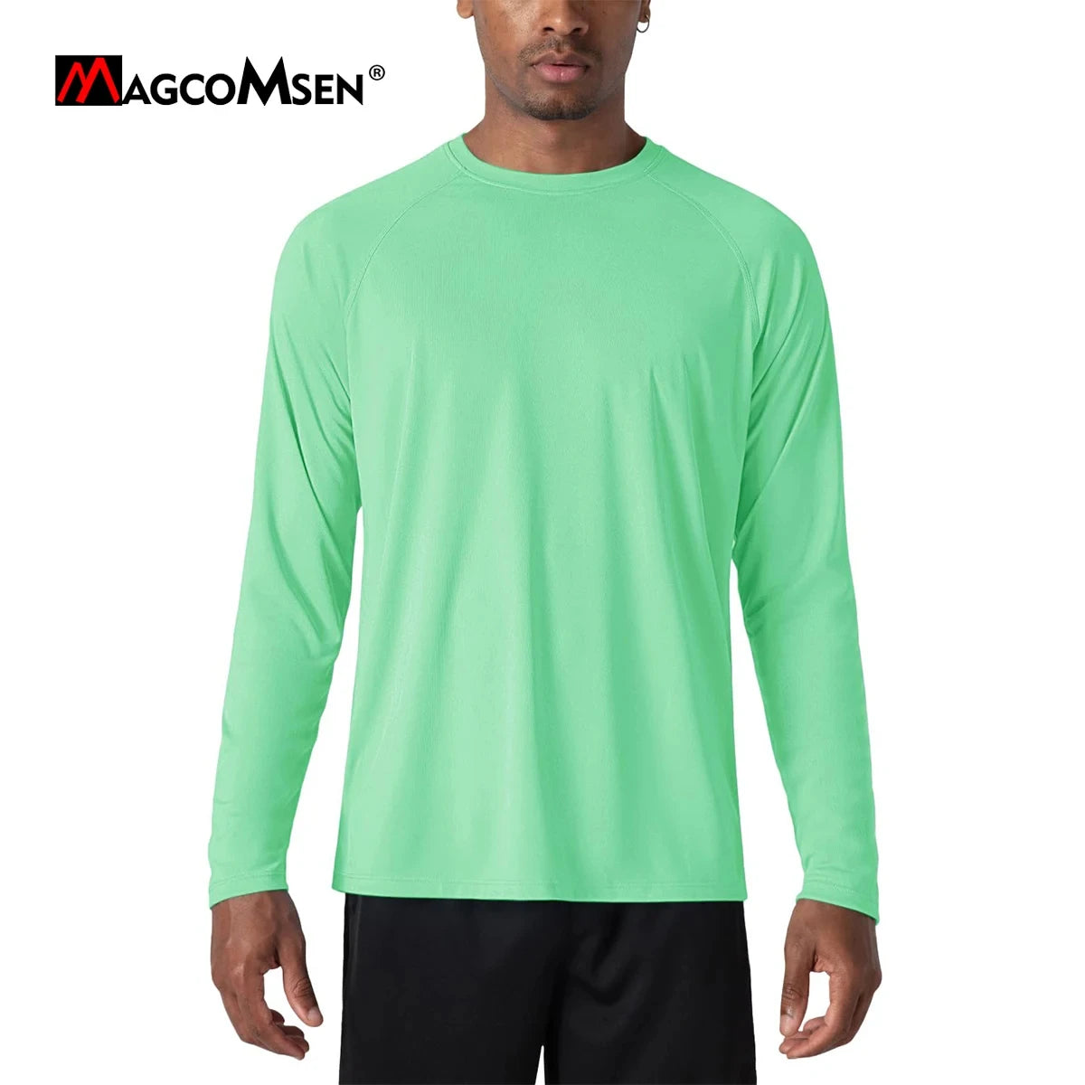 MAGCOMSEN Men's UPF 50+ Long Sleeve UV-Proof T Shirt Summer Quick Dry/Sun Protection Shirt Sports Running Pullover Tops