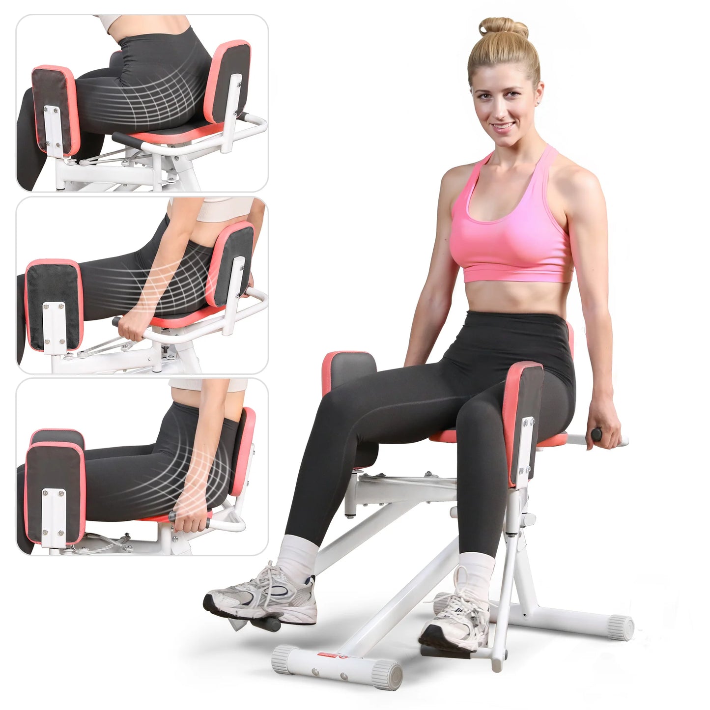 WARMOUNTS Hip Abductor Machine Glute & Thigh Trainer for Women/Adjustable Resistance Band, 300Lbs Weight Capacity for Home Gym