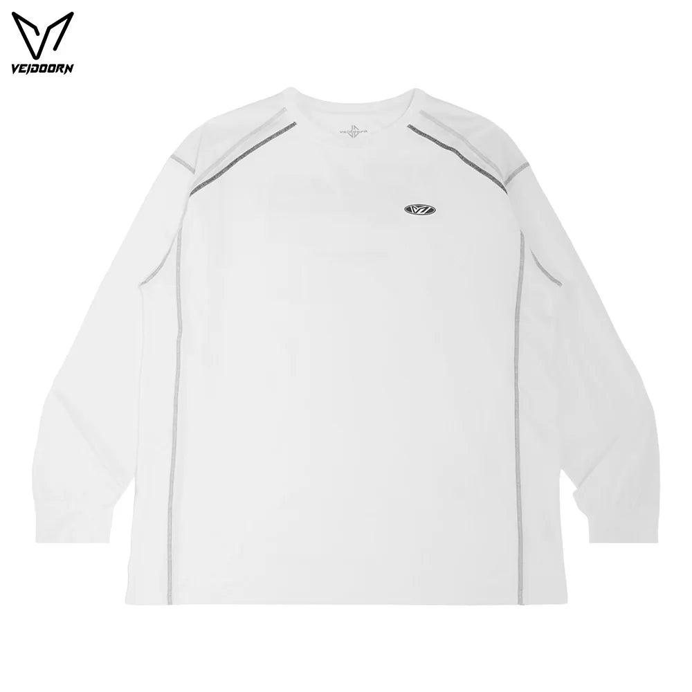 Veidoorn Men's Long Sleeve Workout Shirts Athletic Running/Base player Top for Gym Training Moisture Wicking Thermal Sportswear