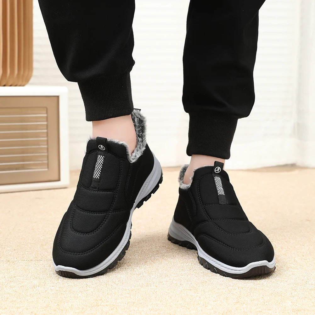 Warm Walking Shoes Lightweight Thermal Ankle Boots/Non-slip Slip On Sneakers Winter Thick Fur Shoes for Travel Hiking