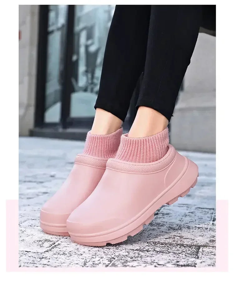 Winter Warm Kitchen Non-slip Waterproof Restaurant Working Shoes/Eva Chef Cotton Slippers Size 36-47