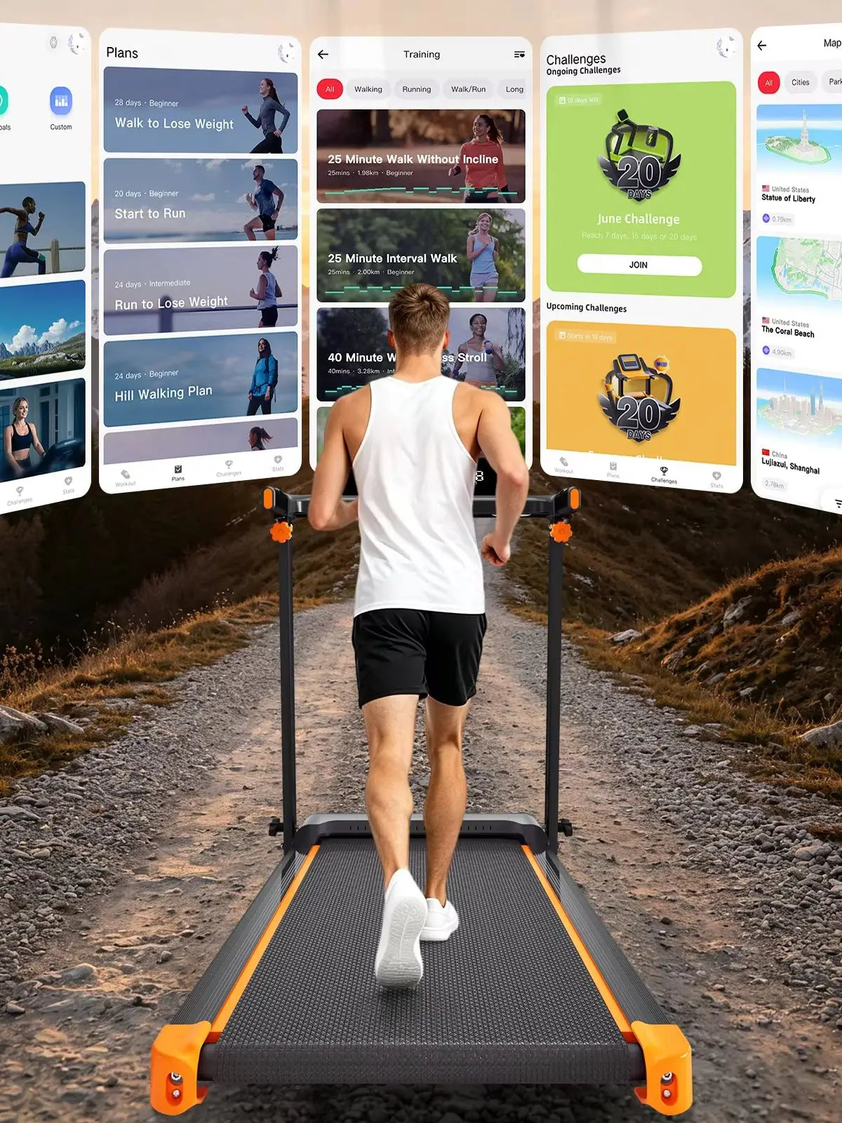 Quiet 3-in-1 Foldable Walking Pad Treadmill with 12% Incline for Home/12 Preprogrammed HIIT Modes, Supports up to 300 LBS Smart Treadmill Built