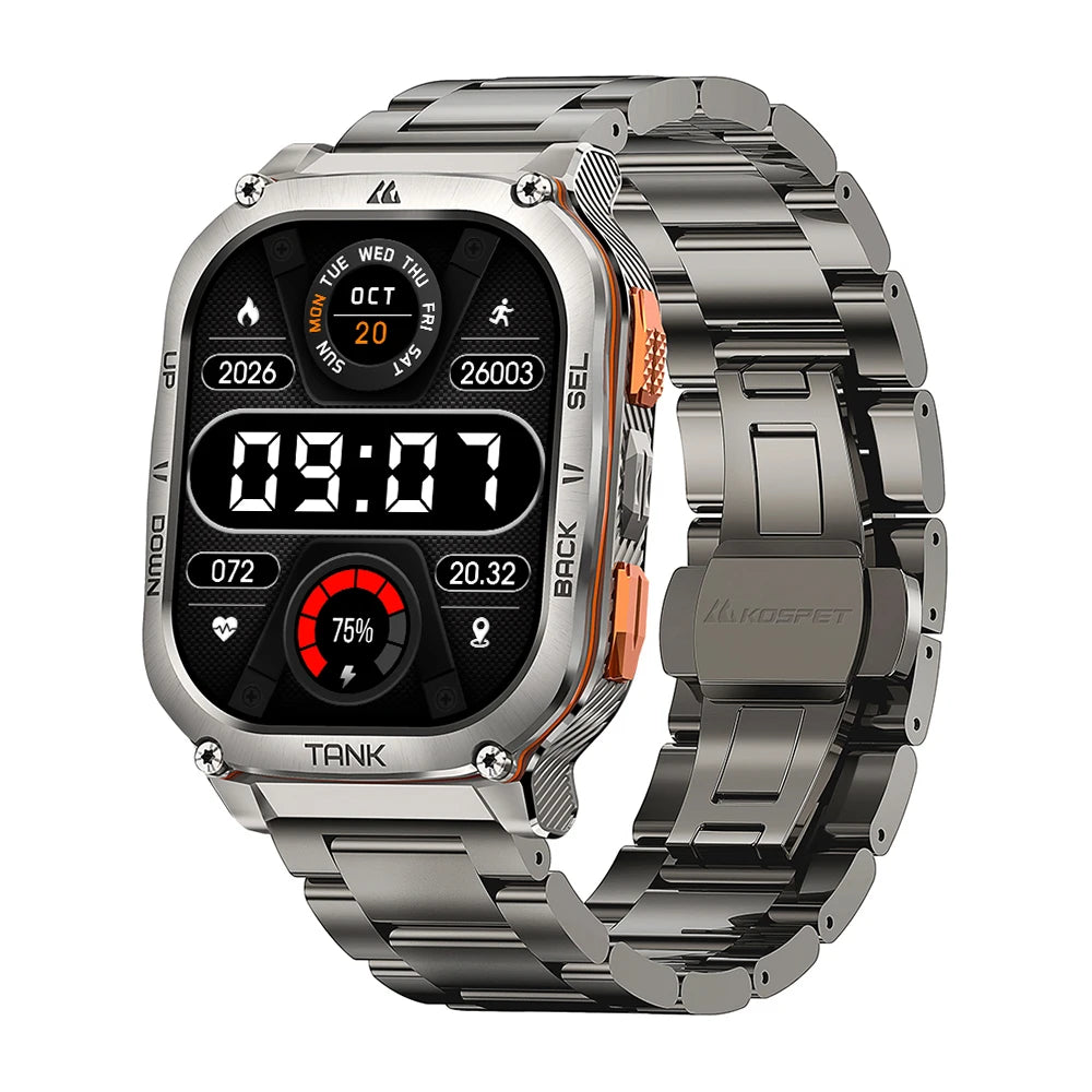 New KOSPET TANK M3 Ultra GPS Smartwatch For Men Waterproof/5ATM AMOLED AOD 480mAh Digital Bluetooth Call Men's Watches