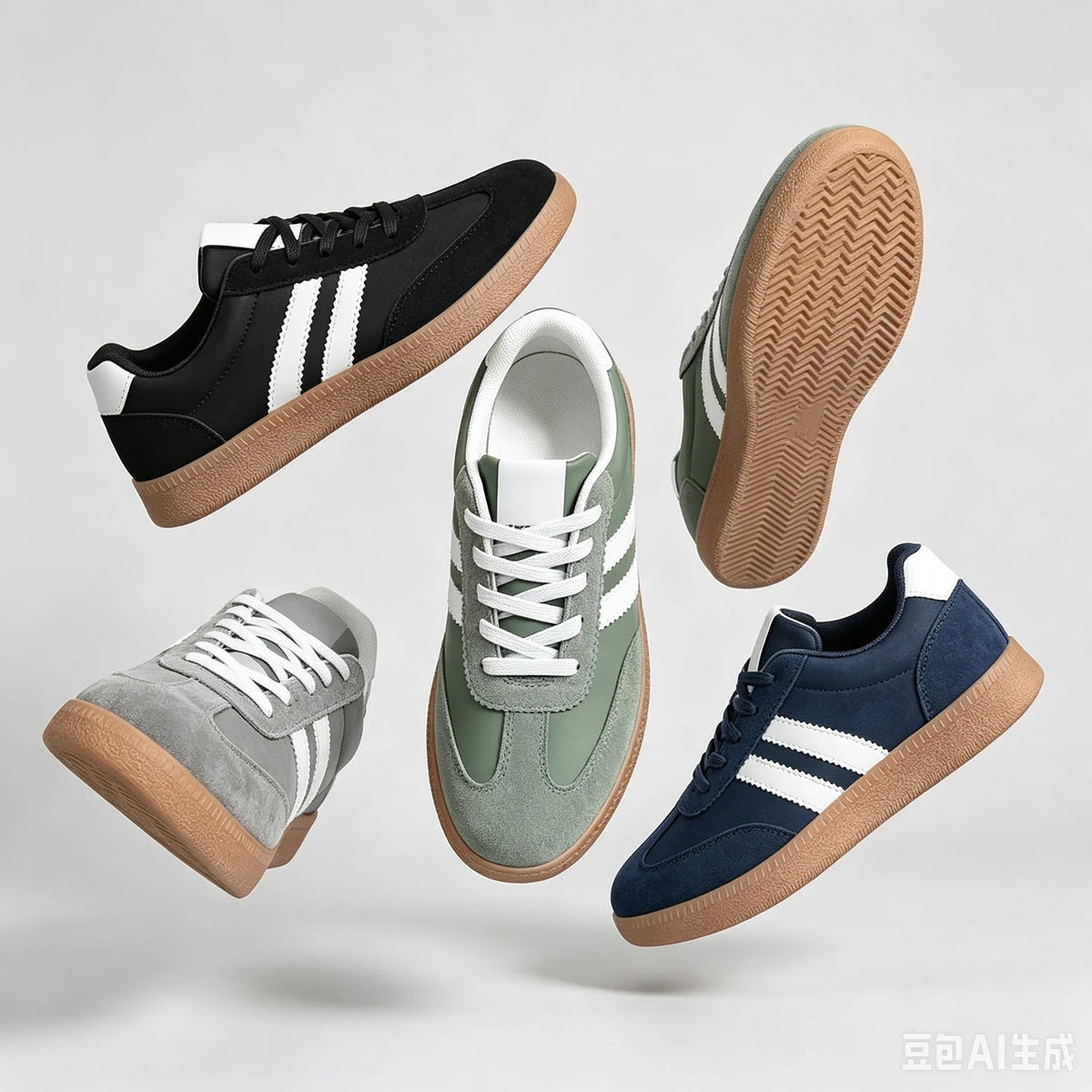 Women's Retro Lace Up Sneakers Patchwork Fabric Upper 3 Stripe Decor/Gum Rubber Sole Lightweight Casual Walking Shoes Fashion Low Top