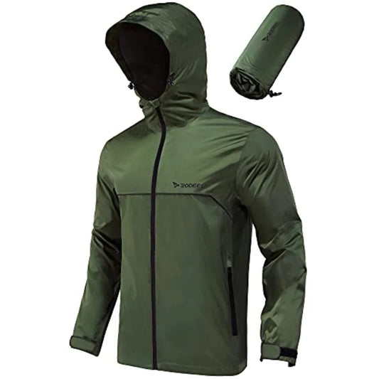 Men's Waterproof Rain Lightweight Reusable Hiking/Hooded Coat Jacket for Outdoor Activities
