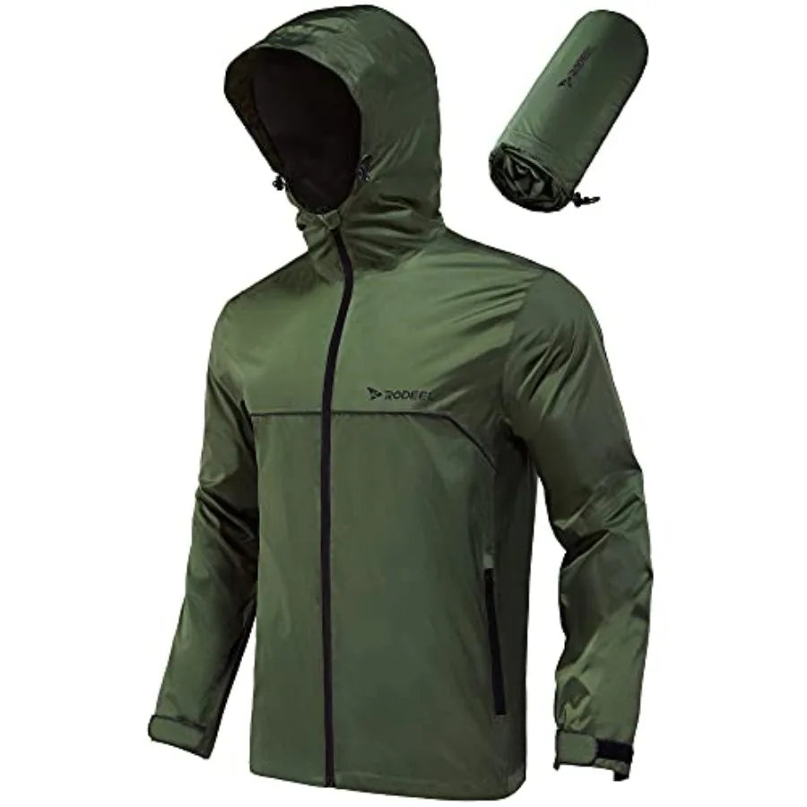 Men's Waterproof Rain Lightweight Reusable Hiking/Hooded Coat Jacket for Outdoor Activities