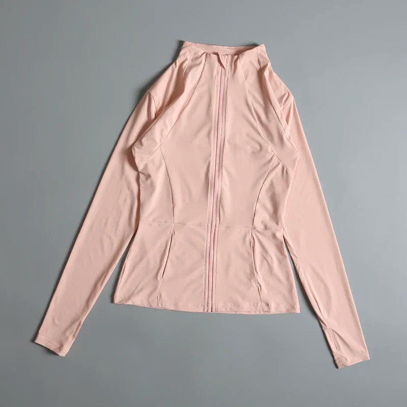 New yoga wear ladies coat round high elastic loose exercise/yoga fitness long sleeve stand-up collar yoga tops