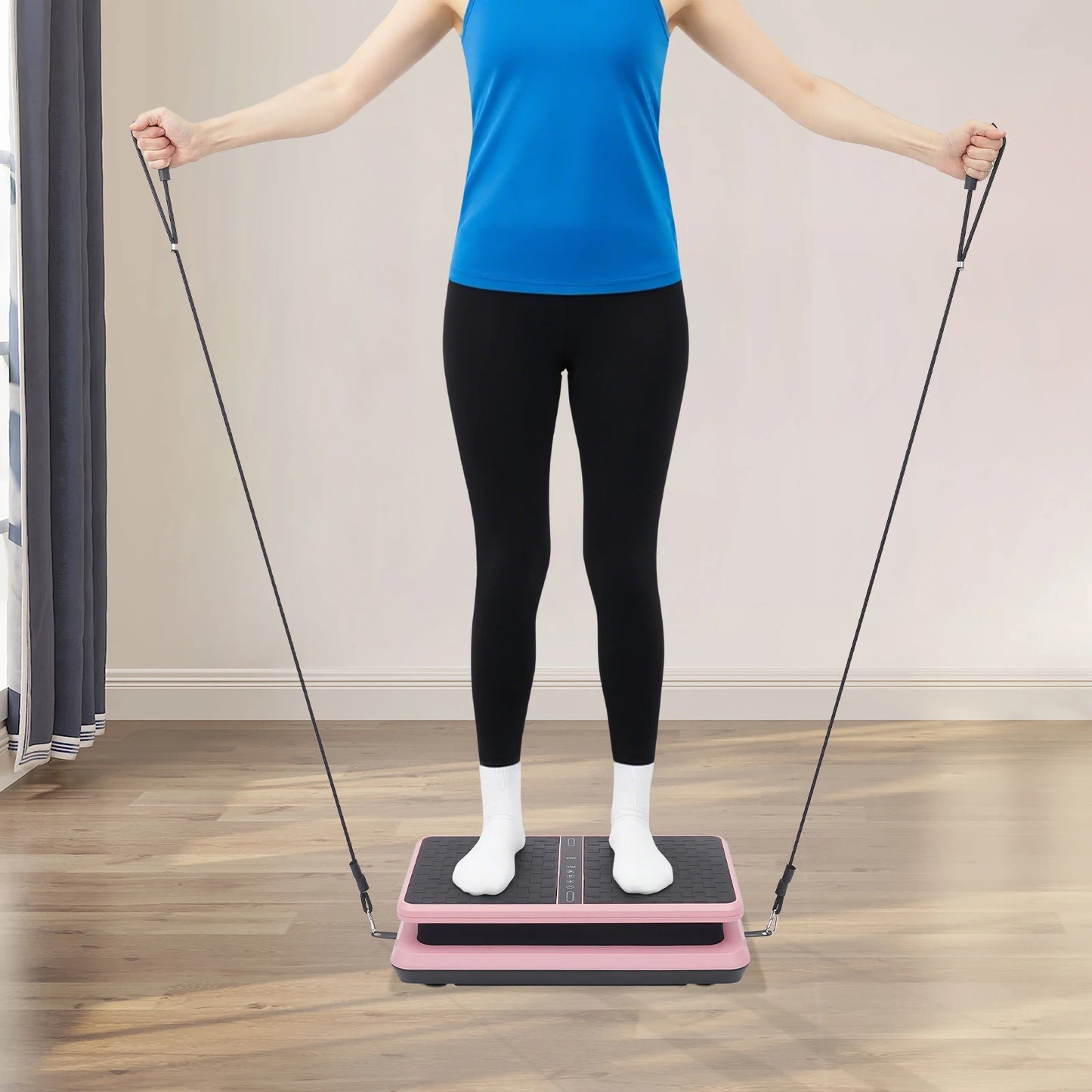 Vertical Vibration Plate Machine 330LBS Capacity Whole Body/Workout Fitness Equipment w/ Remote Control & Resistance Bands