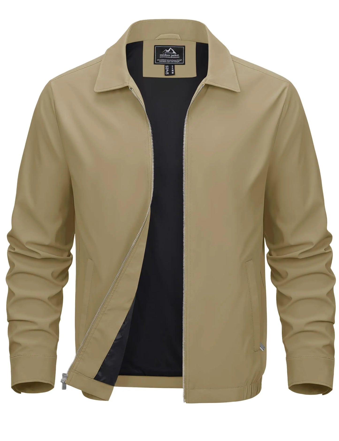 Men's Lightweight Windbreaker Jacket Full Zip Casual Jacket/Water-Repellent Coat with Zip Pockets Golf Work Outdoor