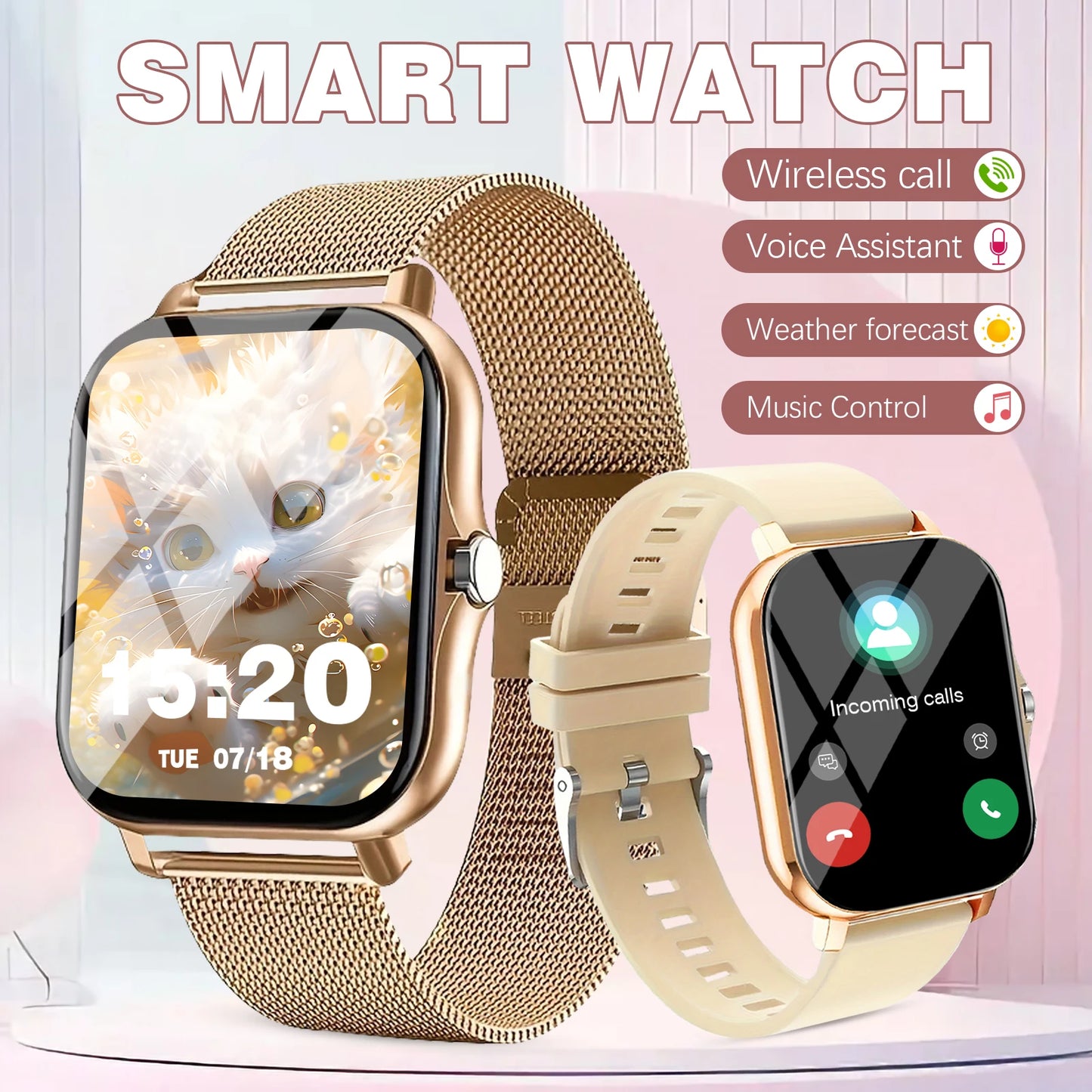 Sports smart watch, sports monitoring wireless calls/message reminders suitable for Android and iPhone