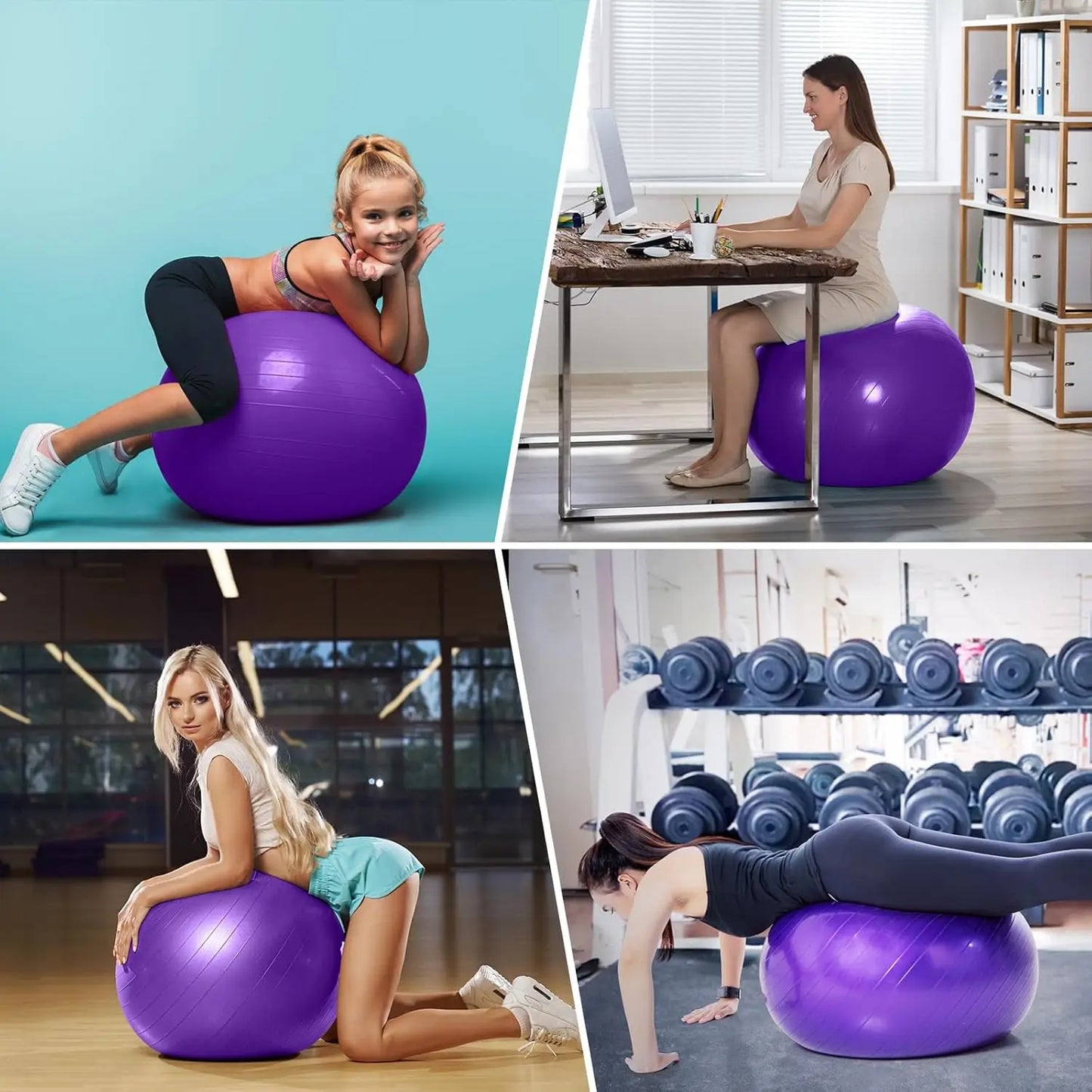 10-Piece Anti-Burst Yoga Ball Set with Pump for Fitness/Pregnancy, and Office Use Supports 330lbs