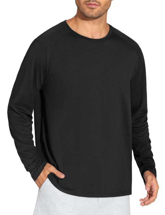 THE GYM PEOPLE Men's Long Sleeve Soft Workout Shirts UPF 50+/Lightweight Athletic Pullover Tops for Hiking Running Shirts