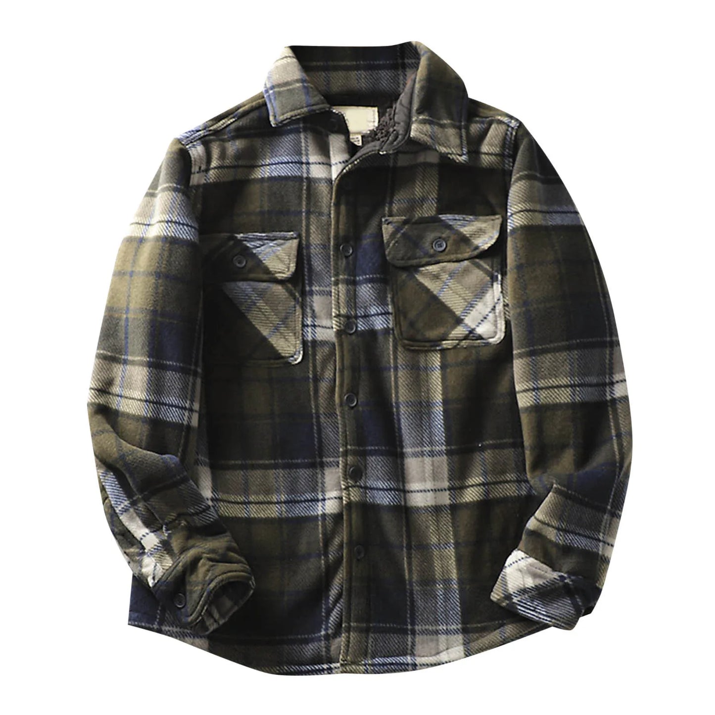 Jackets For Men Mens Plaid Shirts Autumn And Winter/Fashionable Casual Plush And Thick Long Sleeved Jacket