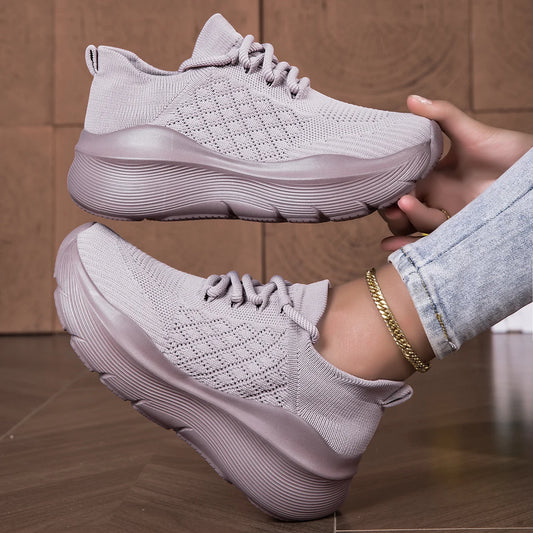 Women's Mesh Breathable Casual Sneakers Lace-up Vulcanized Shoes/Ladies Platform Sneakers Female Shoes Loafers Plus Size