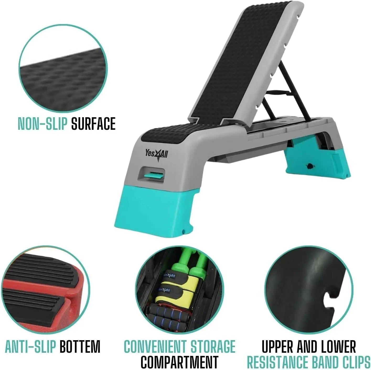Multifunctional Aerobic Deck Versatile Fitness Station/Weight Bench Aerobic Stepper Plyometrics Box for Cardio Workouts