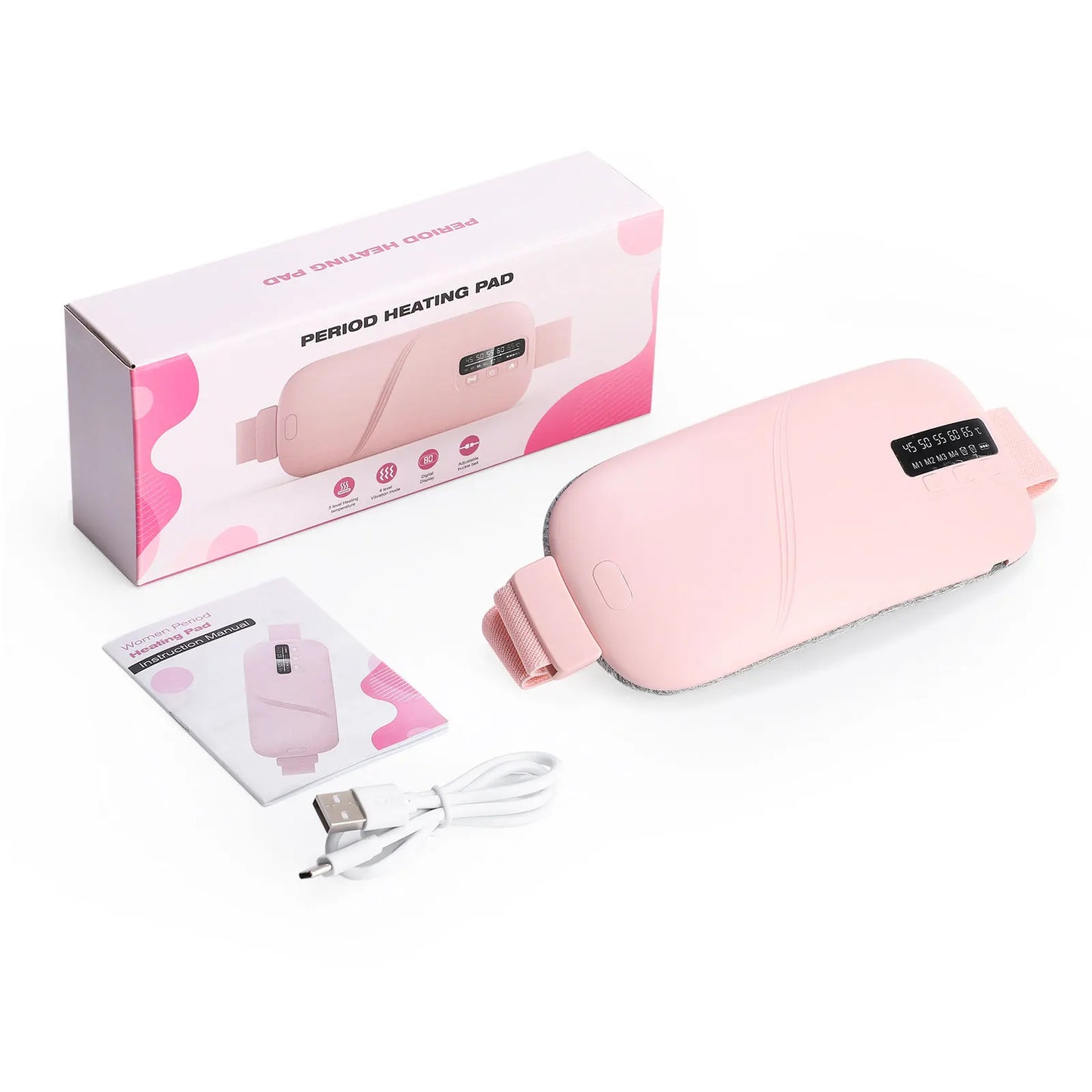 5 Modes Electric Heating Vibration Waist Massage Belt Smart Warm Palace/Women Menstrual Heating Pad for for Cramps Period Relief