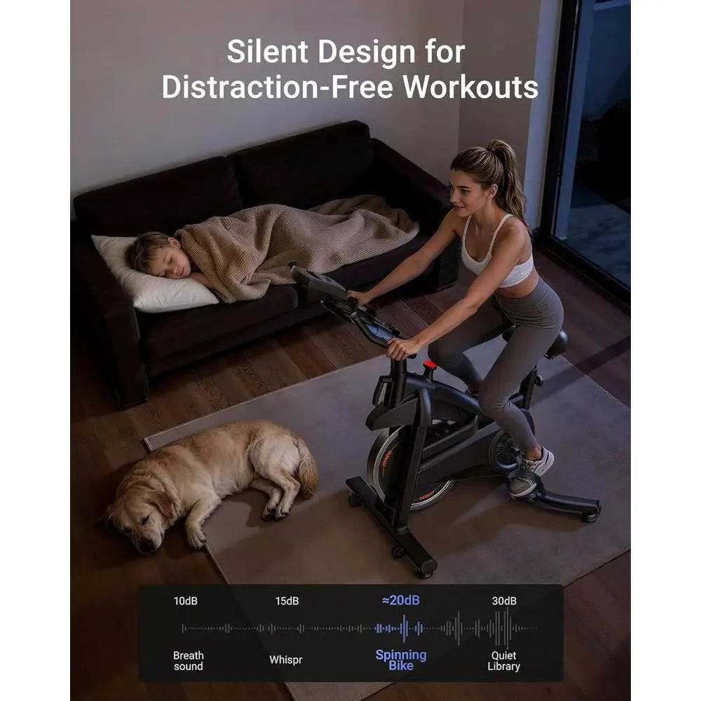 Stationary Exercise Bike Belt Drive Silent 0-100 Resistance With App Heart Rate/Tablet Bottle Holder 300LB Home Cycling Workout