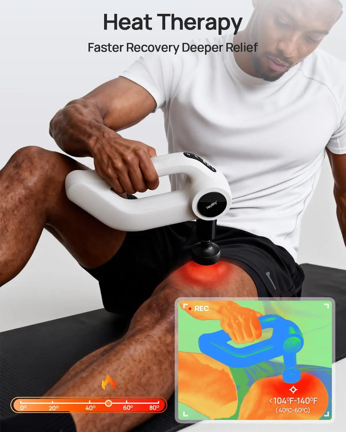 Massage Gun with Heat 12mm Amplitude Deep Tissue Muscle Massager for Athletes/5 Speeds & 4 Modes for Neck Back, Shoulder Leg Pain Relief