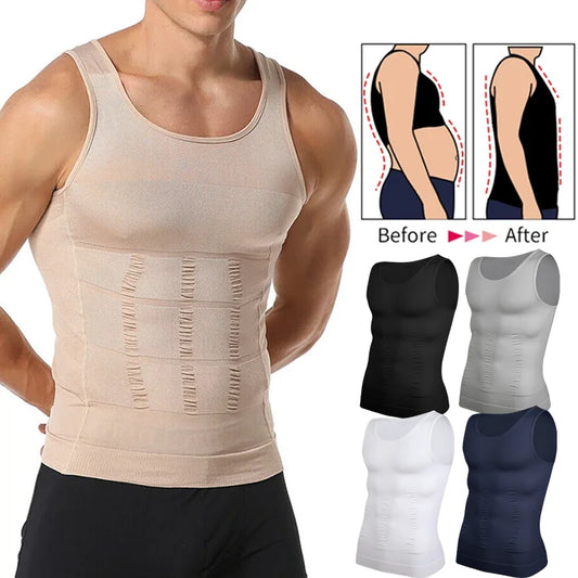 Men Compression Vest Sleeveless Shapewear Slimming Body Shaper/Shirt Gym Workout Corset Tummy Control Tank Top Abs Abdomen