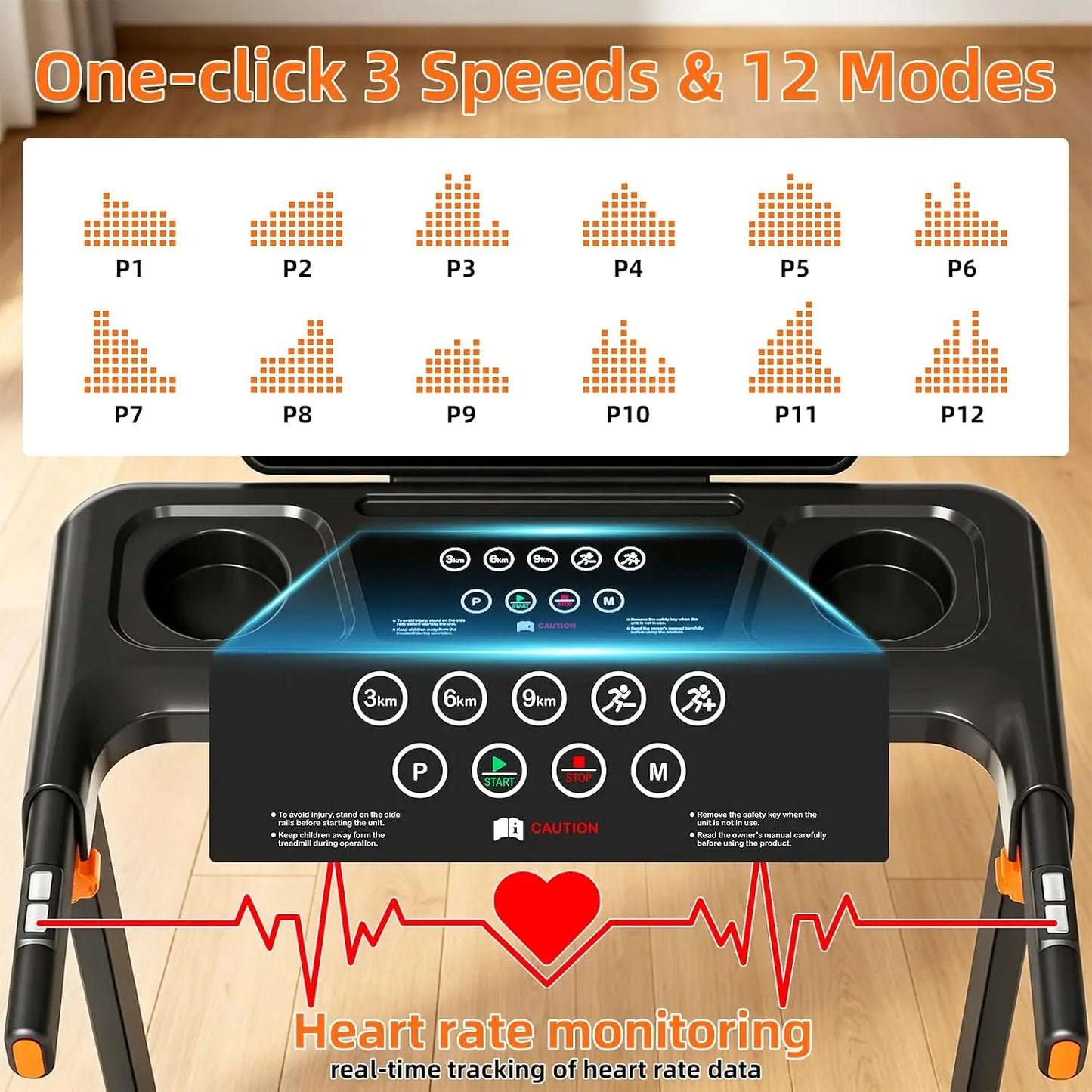 Walking Pad Treadmill, Treadmill with 12% Incline 3-in-1 Foldable Treadmills/for Home,12 HIIT Modes Quiet Treadmill with Incline