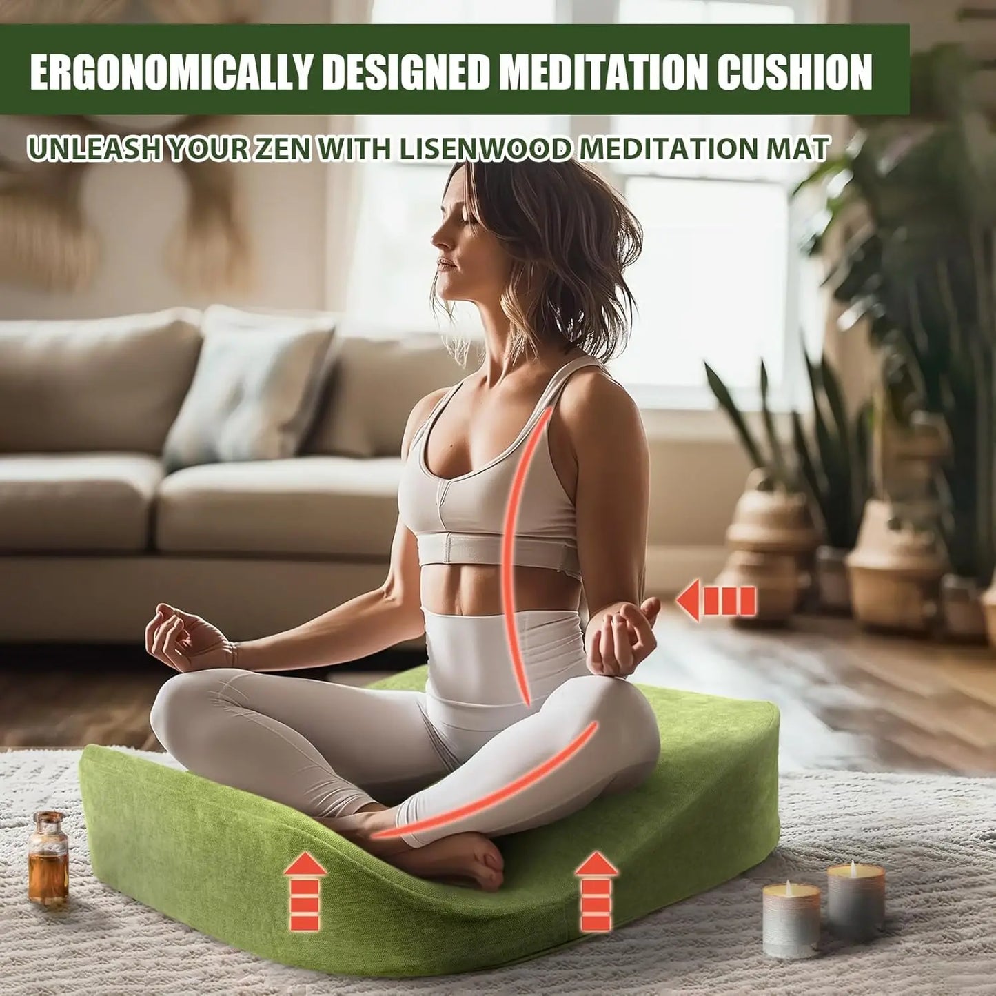 Cushion - Floor Pillow For Women Large Comfortable Meditation Pillow/Foam Floor Cushion Seating For Adults Yoga Equipment