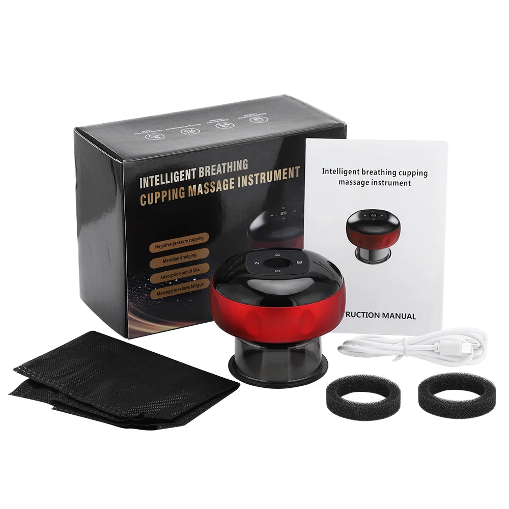 Intelligent Vacuum Cupping Massager 12 Gear Heating Body Gua/Sha Back Neck Arm Cupping Massager LCD Display USB Charging