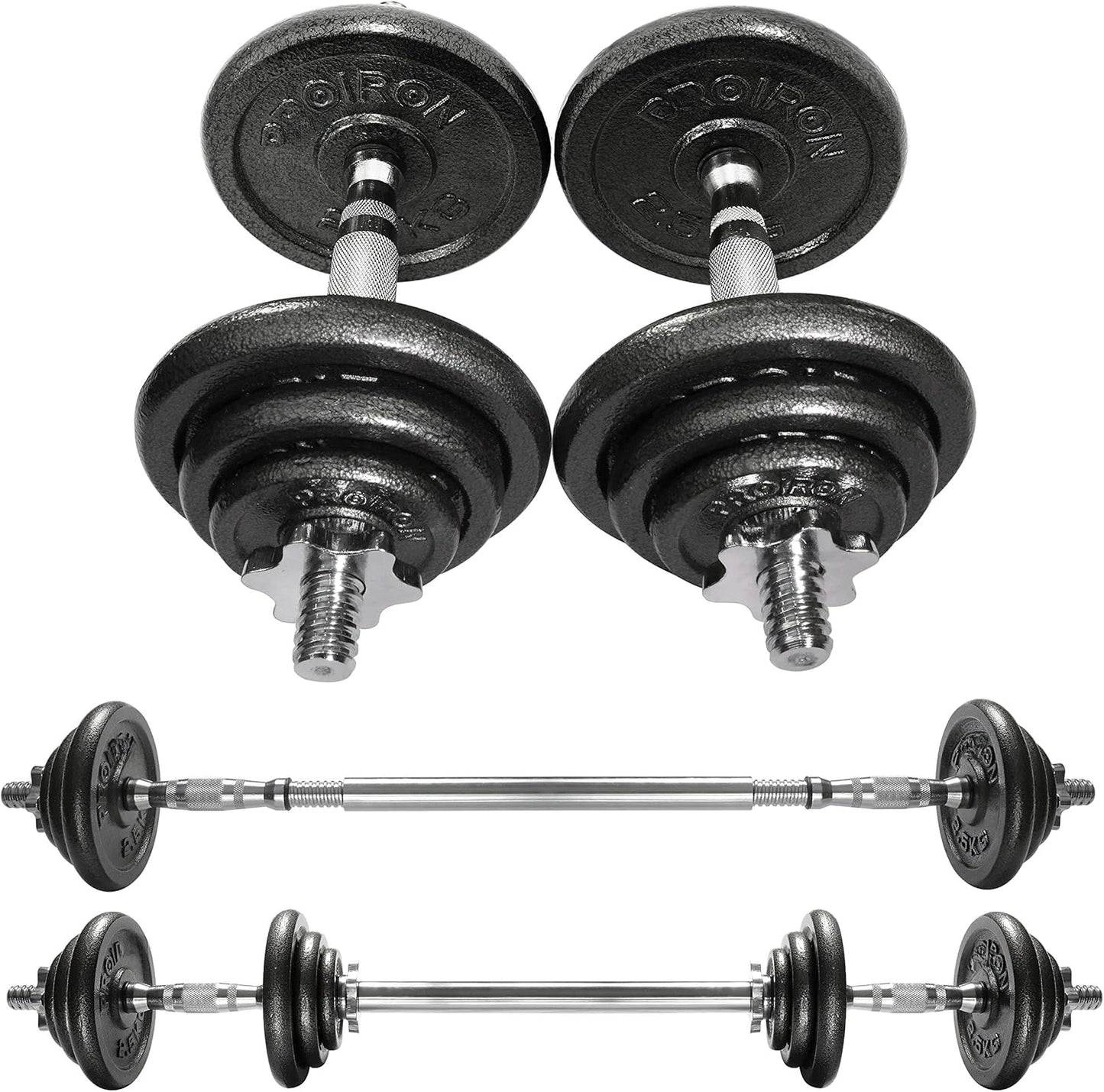 Cast Iron Adjustable Dumbbell Set Hand Weight 44Lbs,Solid Dumbbell Handles/Changed into Barbell Handily Gym Exercise Equipment