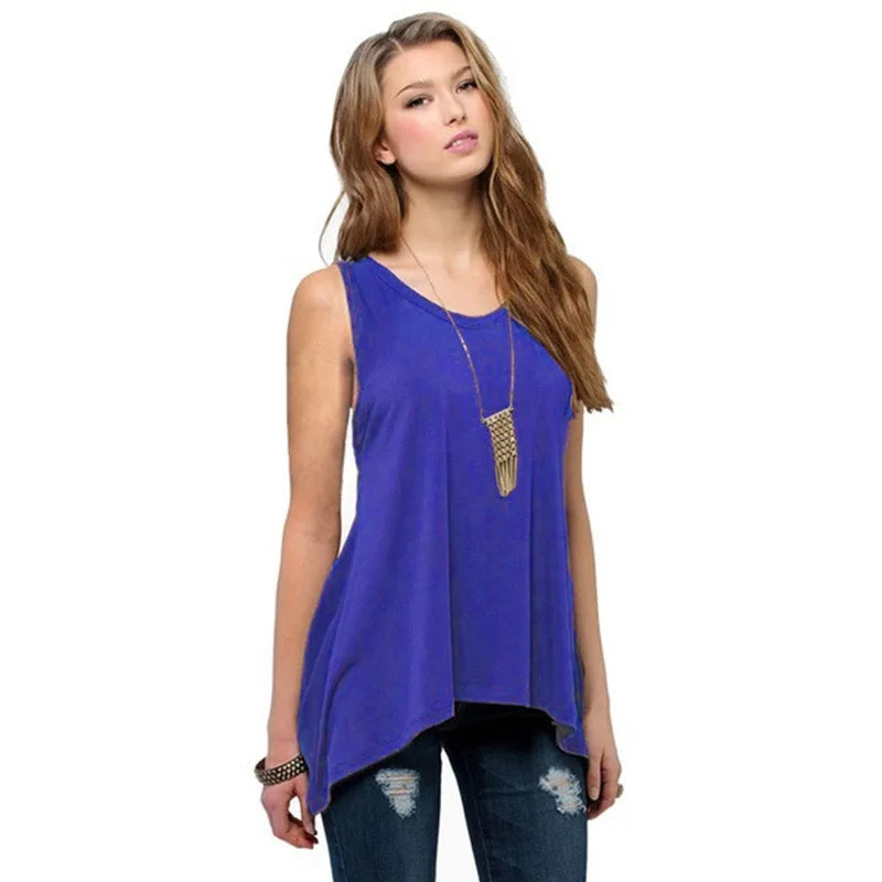 Summer Women's Sleeveless Solid Vest/Casual Holiday Blouse Top Women Tank Tops