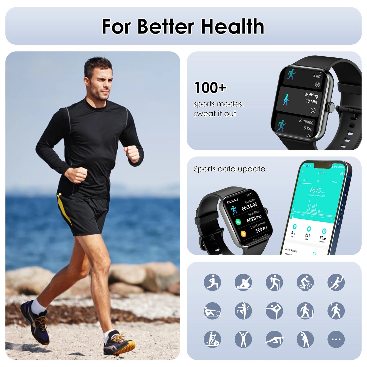 Blackview Smart Watch 1.85” Full Touch HD Bluetooth Calling Smartwatch/100+ Sports Fitness Tracking Watch with Voice Assistant