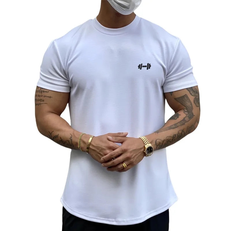 Summer Cotton t Shirt Men Short Sleeve Fitness Gym t-Shirts/Training Sport Tee Shirts Fashion Casual Tops Man Clothing