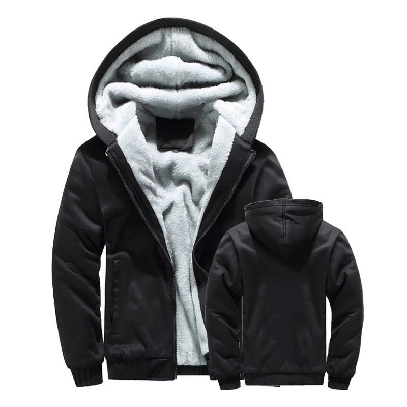 Winter Jacket Men Warm Coat Thick Fleece Male Zipper Hooded Jackets/Casual Hooded Sportswear Outerwear Long Sleeves Sports