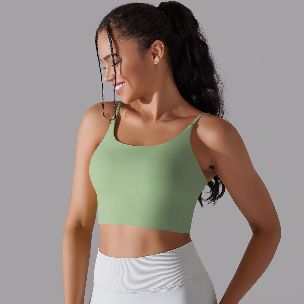 Solid Color Yoga Sports Bra Women Fixed Padded/Slim Gym Fitness Workout Undershirt Top