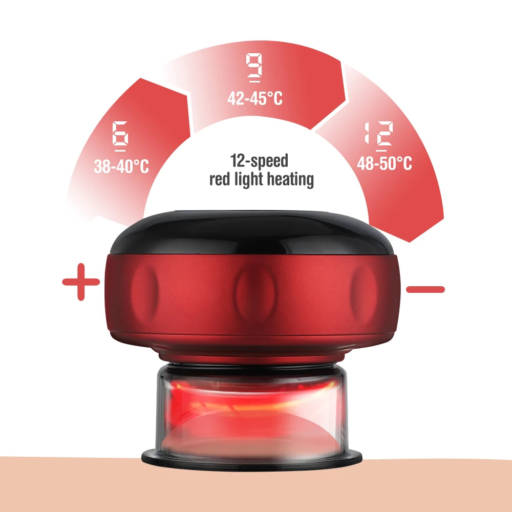 Intelligent Vacuum Cupping Massager 12 Gear Heating Body Gua/Sha Back Neck Arm Cupping Massager LCD Display USB Charging