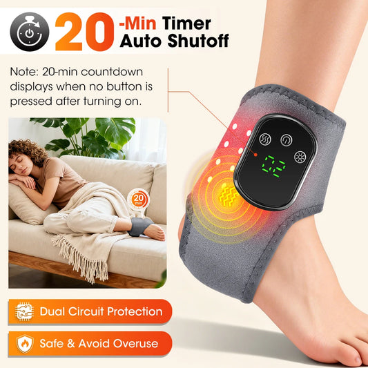Red Light Cordless Heated Ankle Massager 660nm 40 LED Beads/Vibration Massage Foot Hand Wrap Ankle Brace