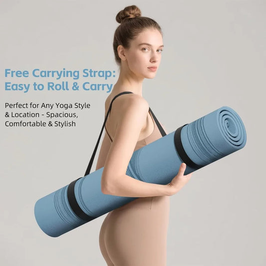 Large 76"x40"x0.4" Yoga Mat Extra Width & Thick Non-Slip Exercise Mat/Versatile for Stretching Yoga Studio