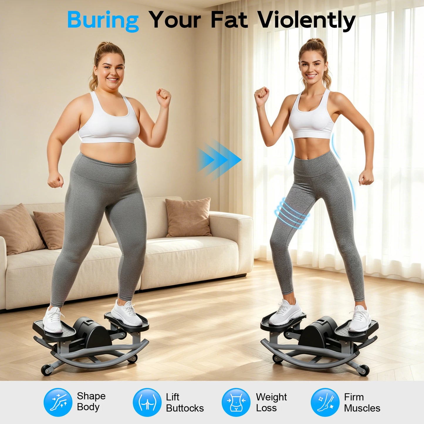 Swing Stepper Machine Intelligent Non-Slip For Exercise/Twist Stair Stepper Trainer Full Body Workout 220 lbs with Digital Display