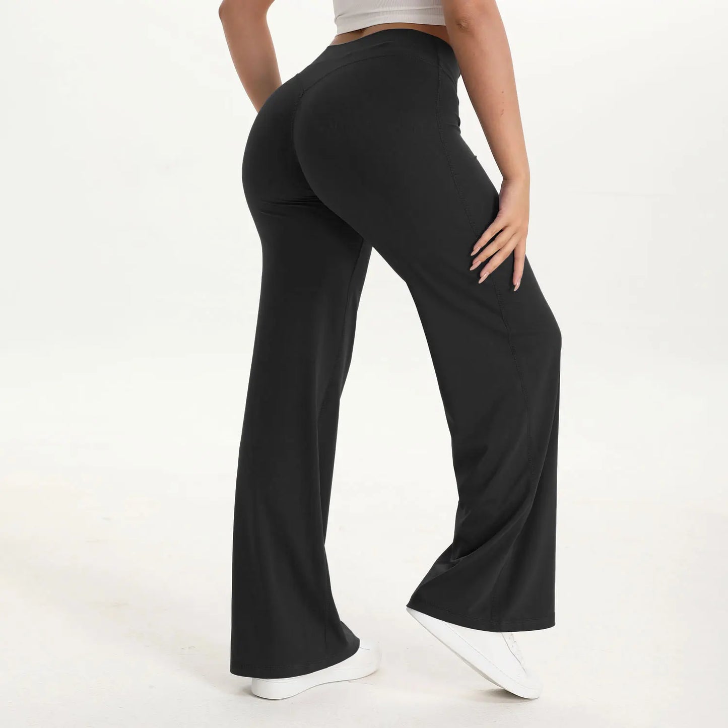NCLAGEN Soft Motion Straight Leg Bottoms Women's Mid-Waist Yoga Pants/GYM Leggings Naked Feel Pilates Running Sports Trousers