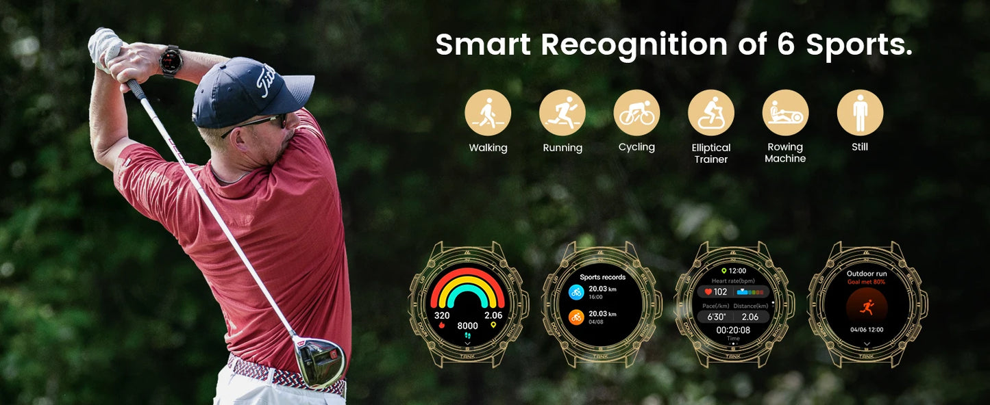 KOSPET TANK T3 Ultra GPS Smart Watch For Men Altimeter Compass/Barometric 470mAh 60 Days Battery Bluetooth Call IP69K Waterproof